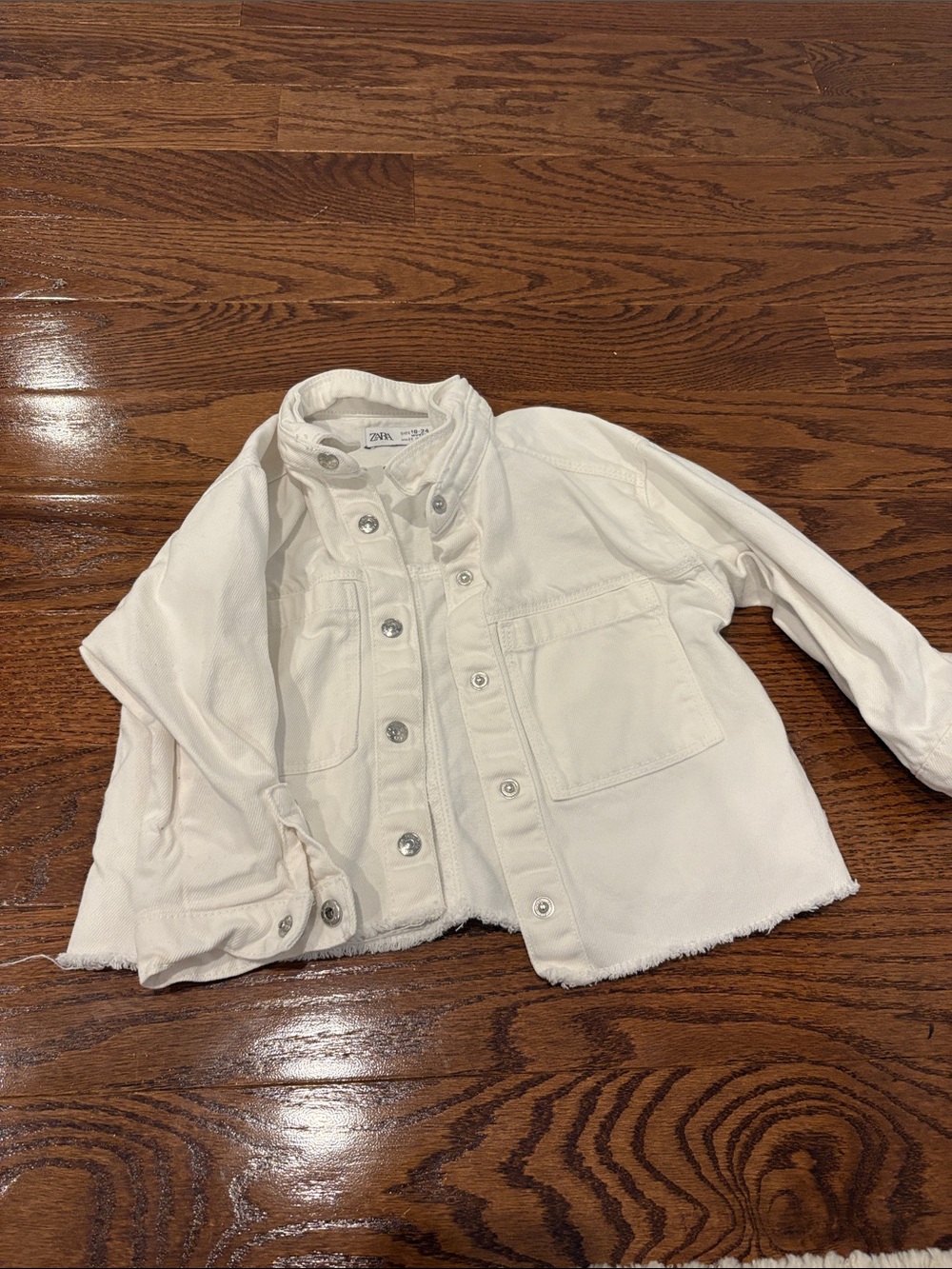 Zara Girls White Denim Jacket 18-24mo